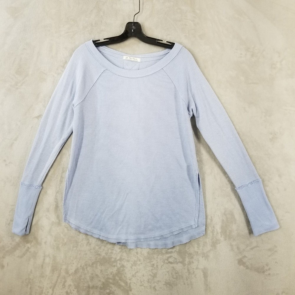 We The Free Periwinkle Blue Waffle Knit Long Sleeve Thermal‎ Top Women's Medium